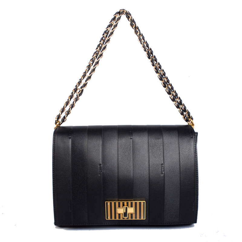 F2556 Fendi Borsa a tracolla in vera pelle in Black F2556